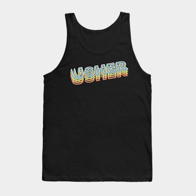 Usher Retro Typography Faded Style Tank Top by PREMAN PENSIUN PROJECT